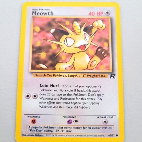 Classic Meowth 62/82 Team Rocket Pokemon Card - Picture 1 of 2